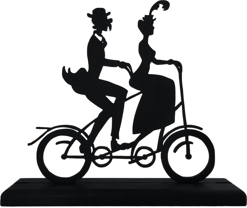 Victorian Tandem Bicycle Couple Decorative Wood Display Silhouette strb001