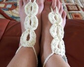 Barefoot Sandals Beaded Color Naturally Crochet, Beach wear, Wedding, Victorian, Lace, Sexy, Yoga, Pool