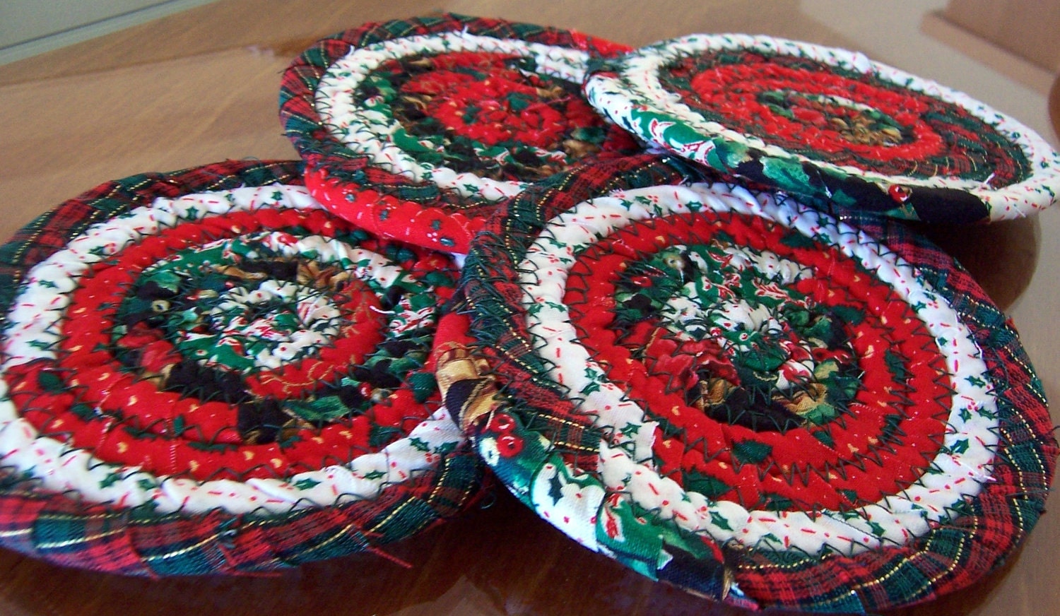 Coasters, Christmas Decoration - 4.75 inch Coasters Set of 4 - Christmas in July