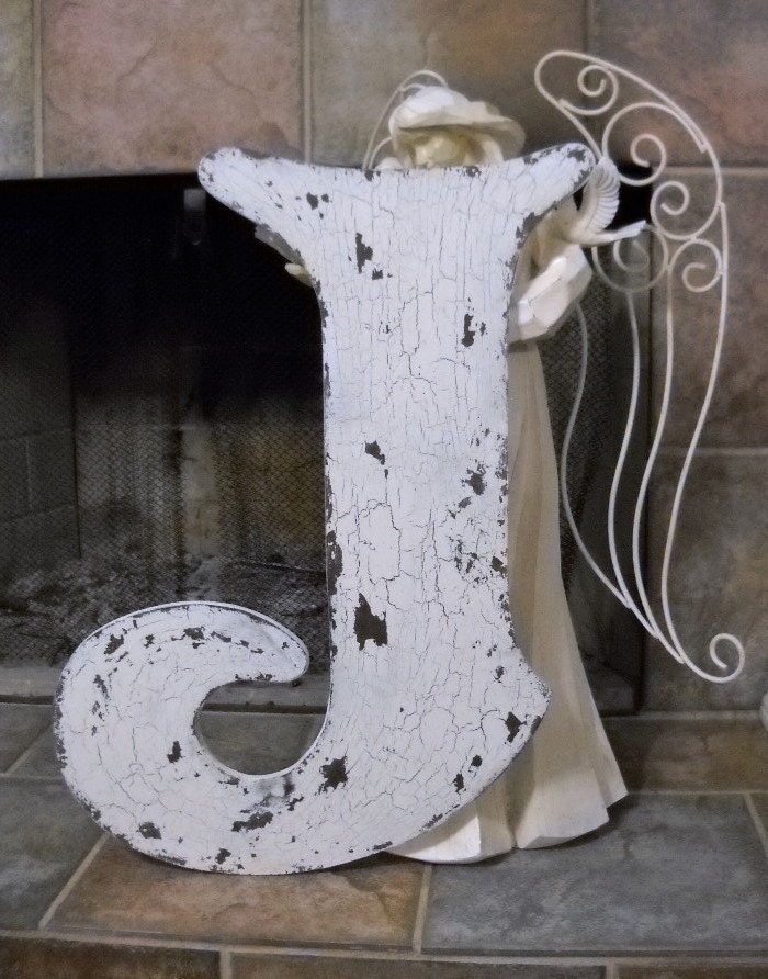 LETTER J 2 ft. tall Shabby Chippy Cottage Vintage Style Signs French Chic Initials Letters