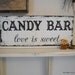 CANDY BAR love is sweet Self Standing Sign / Hand Painted Shabby Vintage Wedding Signs / ORIGINAL Design by The Back Porch Shoppe 4 3/4 x 12