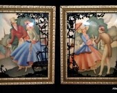 Silhouettes framed matched pair