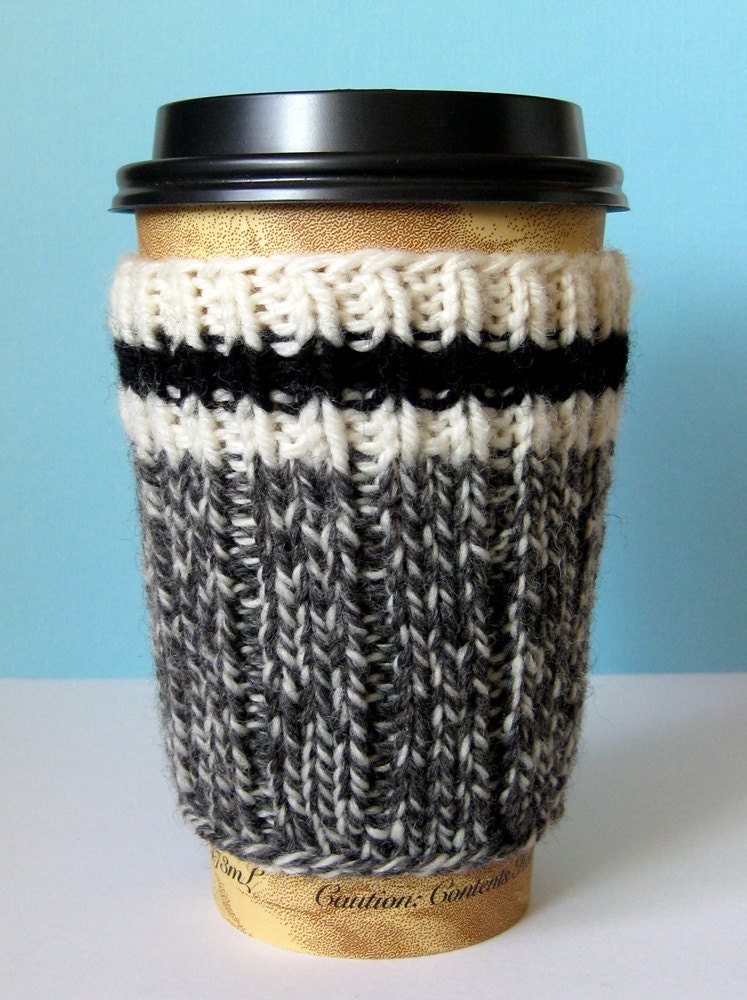 Canadian Style Sock Monkey Inspired Hand Knit Coffee Sock - Made to Order