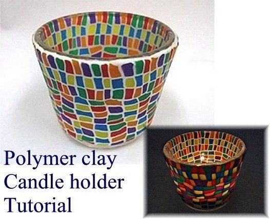 Tutorial - Polymer clay - Millefiori - Candle holder - step-by-step  (eBook-pdf)