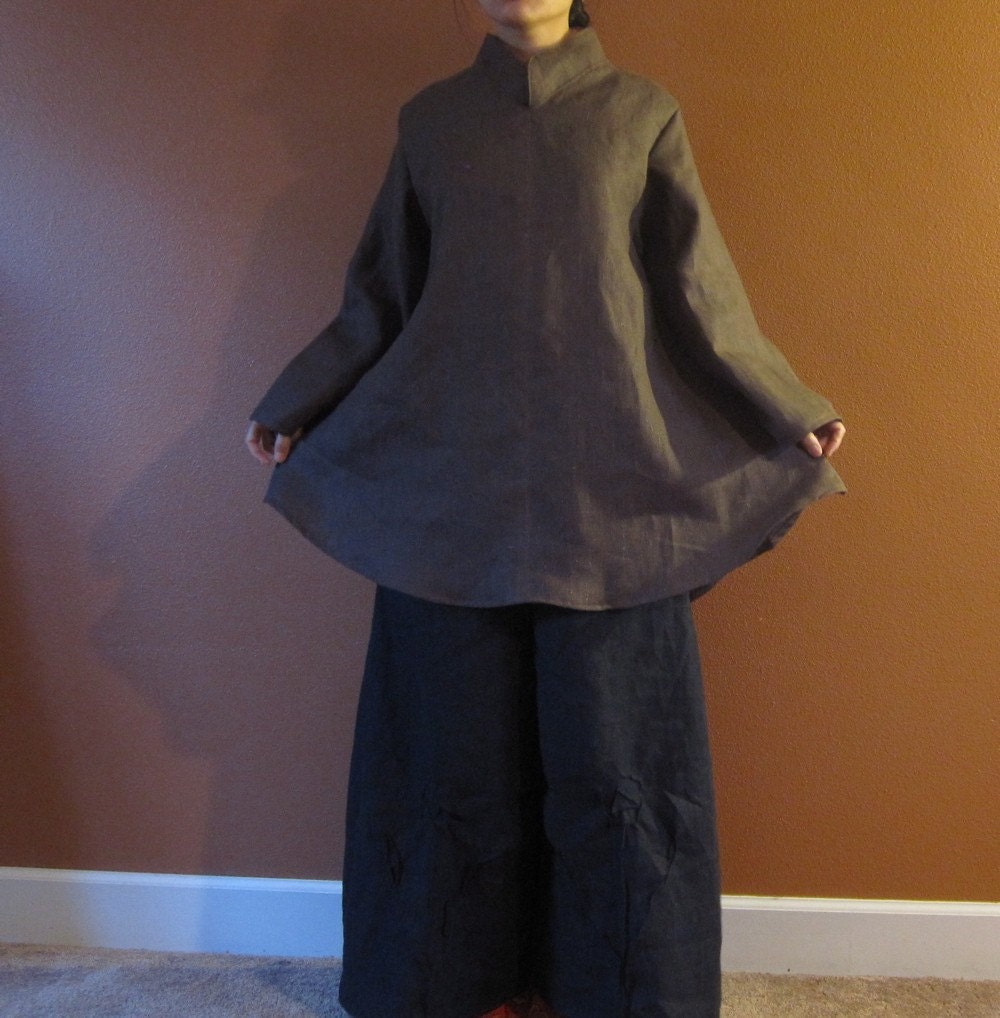 Custom heavy weight linen chipao collar wavy top made to fit listing