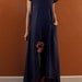handmade to measure  drop sleeve Wavy navy cotton dress