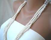 Handmade Weddings Pearl Necklace with swarovski crystals