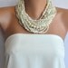 Chunky Layered Ivory Pearl Necklace with Rhinestones brides bridesmaids