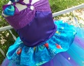 Limited Edition Little Mermaid Ariel Corset top and tutu skirt Set with Bow sizes 2t 3t 4t 5t 6t