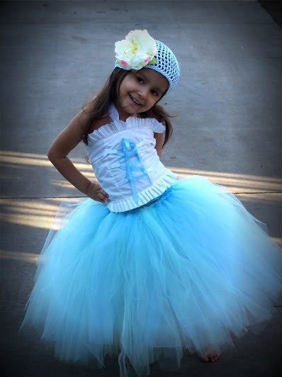 Whimsical long length full tutu Portrait wedding Flower girl