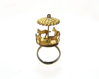 Carousel Horse Ring,  Cute,  Vintage Merry Go Round,  Spinning Charm