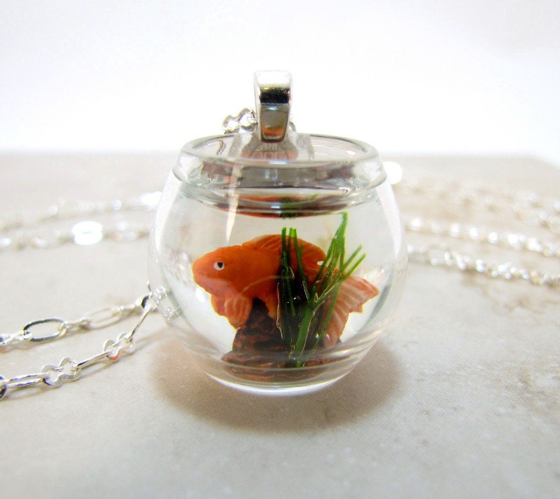 Goldfish Bowl Necklace Pet Gold Fish On The Go