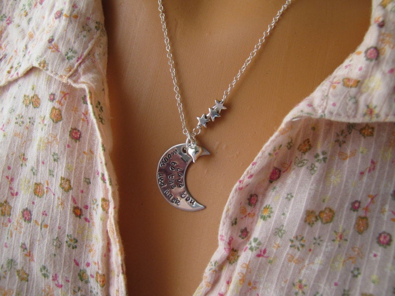 I Love You To The Moon And Back Hand Stamped Necklace