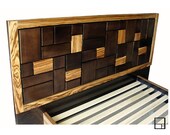 MSTRF / LIBER Series - 74 x 48 Headboard w/ Zebra Bed Frame Geometric Pattern