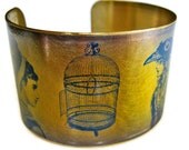 EMPTY BIRDCAGE brass cuff bracelet Free  Shipping Vintage style