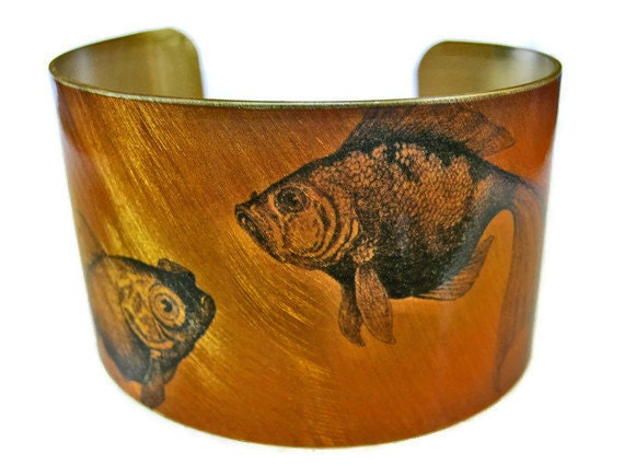 Goldfish cuff bracelet (As seen in Minnesota Monthly magazine) brass or stainless steel