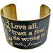 William SHAKESPEARE cuff bracelet "Love all, trust a few, do wrong to none" vintage style brass Free Shipping to USA