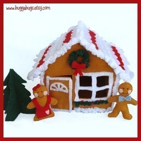 GINGERBREAD HOUSE - PDF Felt Food Pattern (House, Cookies, Christmas Tree)