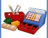 GROCERY STORE - PDF Felt Food Pattern (Cash Register, Basket, Bread, Cheese, Money)
