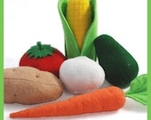 VEGETABLES - PDF Felt Food Pattern (Corn on the Cob, Onion, Carrot, Tomato, Avocado, Potato)