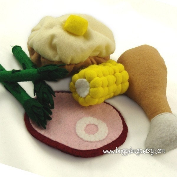 HOLIDAY DINNER - PDF Pattern (Turkey, Ham, Baked Potato, Corn, Asparagus)