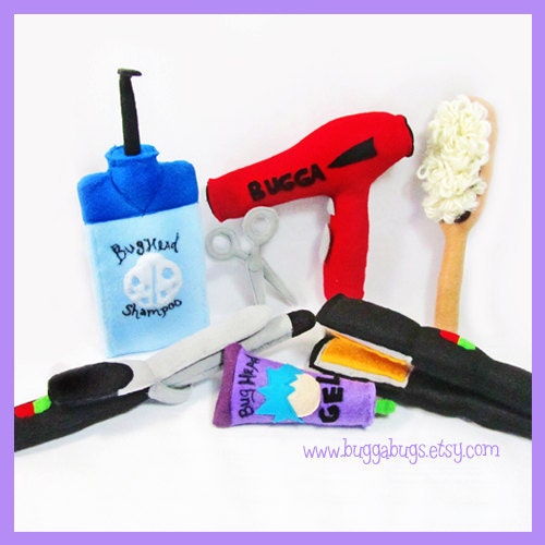 HAIR SALON - PDF Pattern (Shampoo, Scissors, Brush, Blowdryer, Gel, Straightener, Curling Iron)