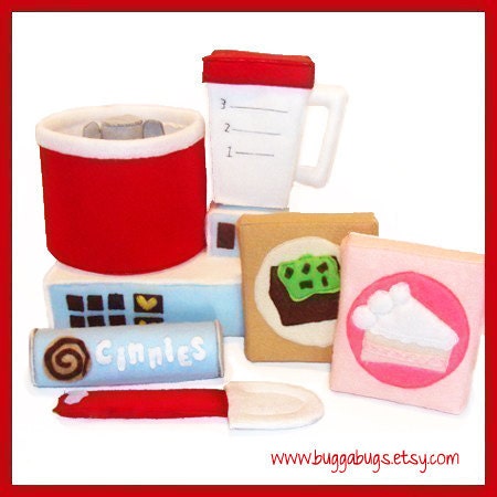 MIXING SET - PDF Felt Food Pattern (Mixer, Blender, Cake Mix, Brownie Mix, Cinnamon Rolls, Spatula)