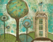 Home...8x8 ...Print from original mixed media painting and collage