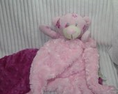 Security Blanket, Baby Blanket, Lovie,  - Pink Teddy Bear, rattle - Lovems