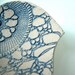 Lacy bird bowl in teal and cream