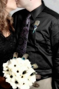 Peacock Wedding Boutonniere/Corsage