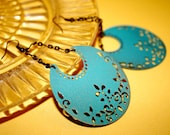 Mexican Filigree Dangle Earrings  Hand Painted Filigree Crescent Moons Sealed no two are alike Fashion Gift Under 25
