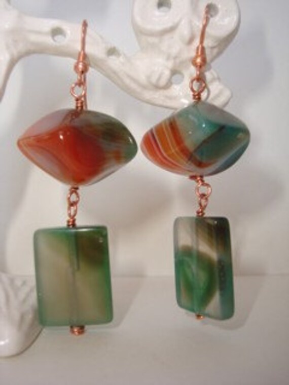 Agate Earrings - ON SALE  - Green Acres Earrings down from 48.00