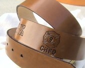 Personalized Firefighter or U.S. Military Leather Belt - 1.5 inch wide W/ buckle