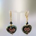 Black Cloisonne Heart Earrings