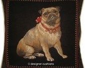Pug with a Red Bow Tapestry Cushion Cover Sham