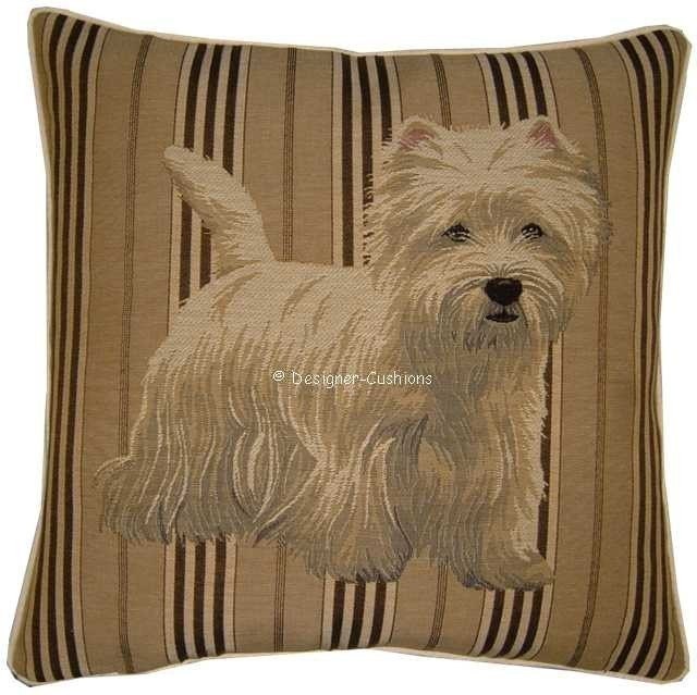 Westie West Highland Stripe Tapestry Cushion Pillow Sham