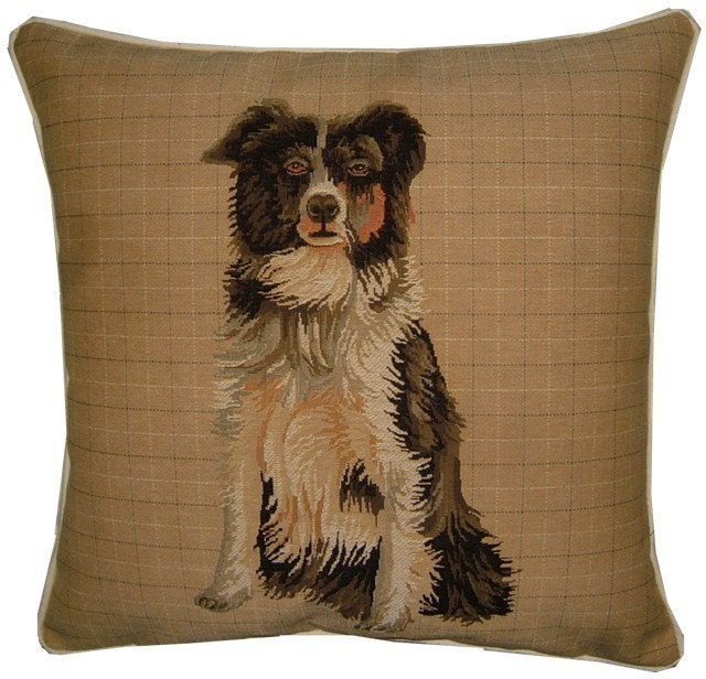 Border Collie Sheepdog Woven Tapestry Cushion Cover Sham