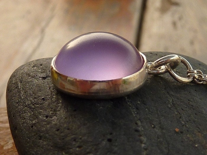 Lavender necklace Sterling silver necklace Round purple zircon gemstone Zircon Pendant Sterling silver chain