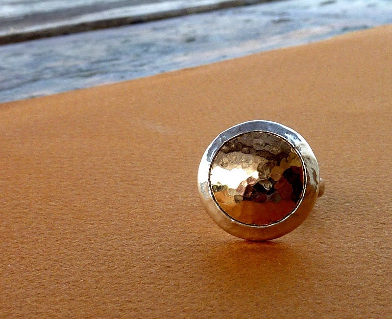 Gold and silver dome ring