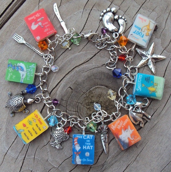 ADULT SIZE DrSeussy Books Fringe Charm Bracelet