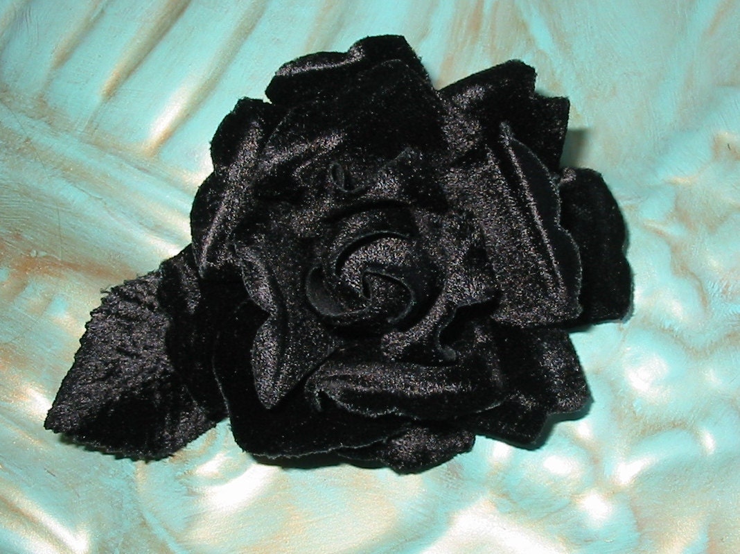Millinery Perfect  Black Velvet Rose