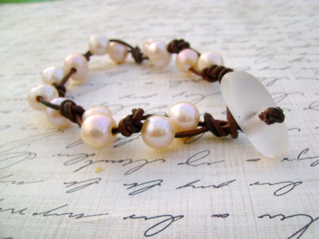 Knotty Girl, Freshwater Pearl and Seaglass, Boho Chic