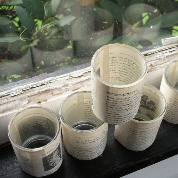 100 Candle Holders - Vintage Book Pages - Wedding Favors