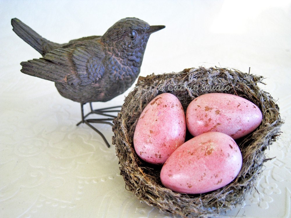 Small Painted Nest Eggs, Pink Nest Eggs, speckled nest eggs, spotted nest eggs, pink and brown, painted nest eggs