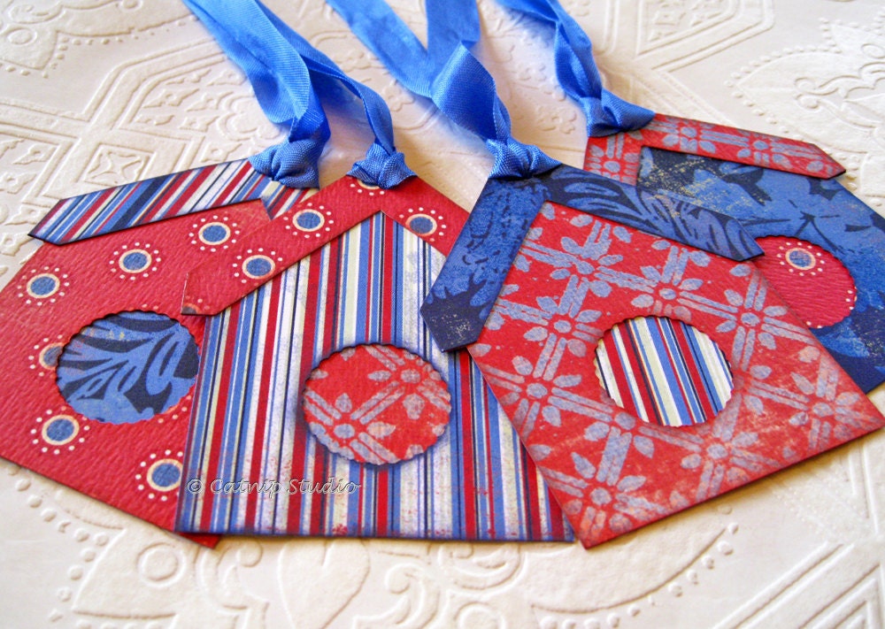 Americana Birdhouse Tags, Patriotic Tags, Birdhouse Tags, Bird House Tags, Red White and Blue Tags, Independence Day, 4th of July