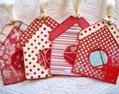 French Country Birdhouse Tags, French Country Tags, Birdhouse Tags, Bird House Tags, Red House Tags, Yellow House Tags, red and yellow