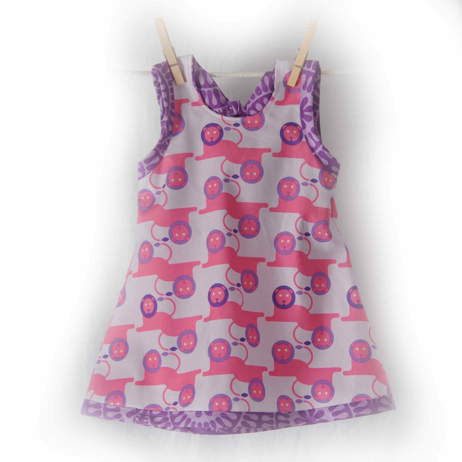 UB2 LIONESS a gorgeous, growly, prowly pride of little lions parade accross this merida dress by The Urban Baby Bonnet--- size medium