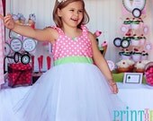 TUTU DRESS   Ice Cream Parlor PINK Tutu Party Dress for baby toddler girl.... first birthday party dress portrait  or special occasion