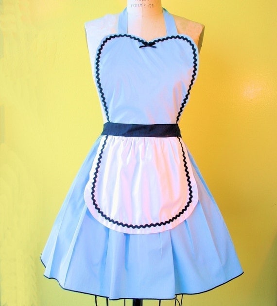 ALICE in WONDERLAND .... Retro 50s Apron sexy hostess bridal shower gift and is vintage inspired womens flirty costume full aprons